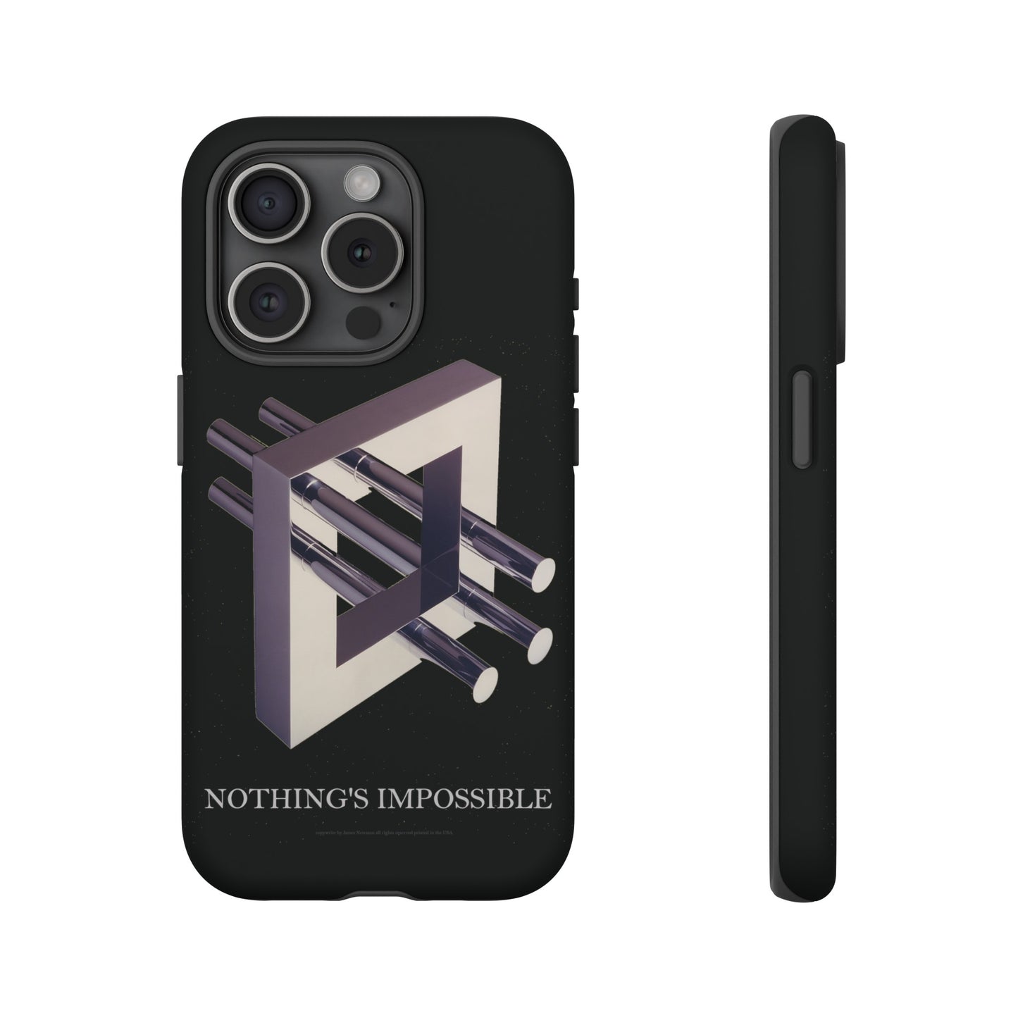 Phone Case with art inspired by MC Escher- "Nothings Impossible" Gift for computer, tech and lovers of optical illusions, surreal and abstract art