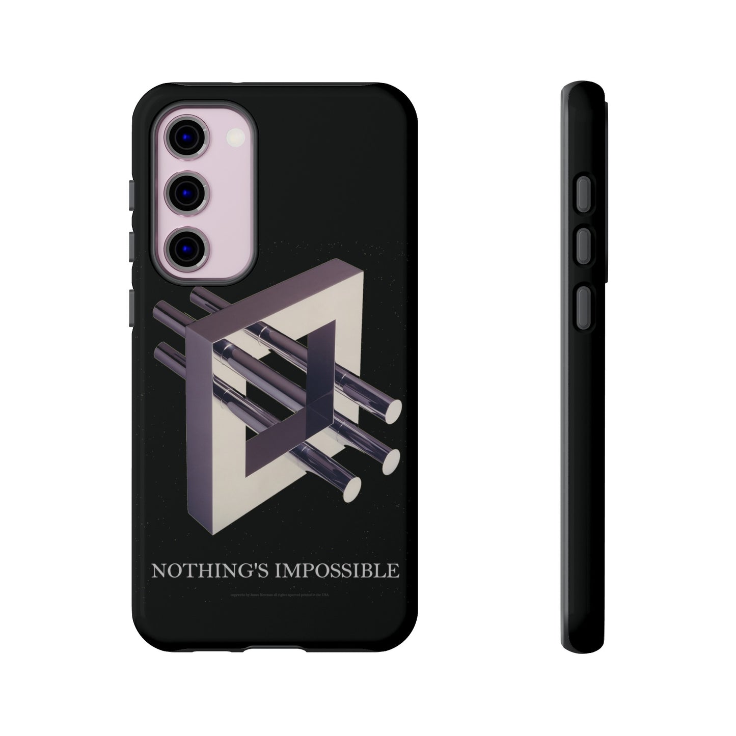 Phone Case with art inspired by MC Escher- "Nothings Impossible" Gift for computer, tech and lovers of optical illusions, surreal and abstract art
