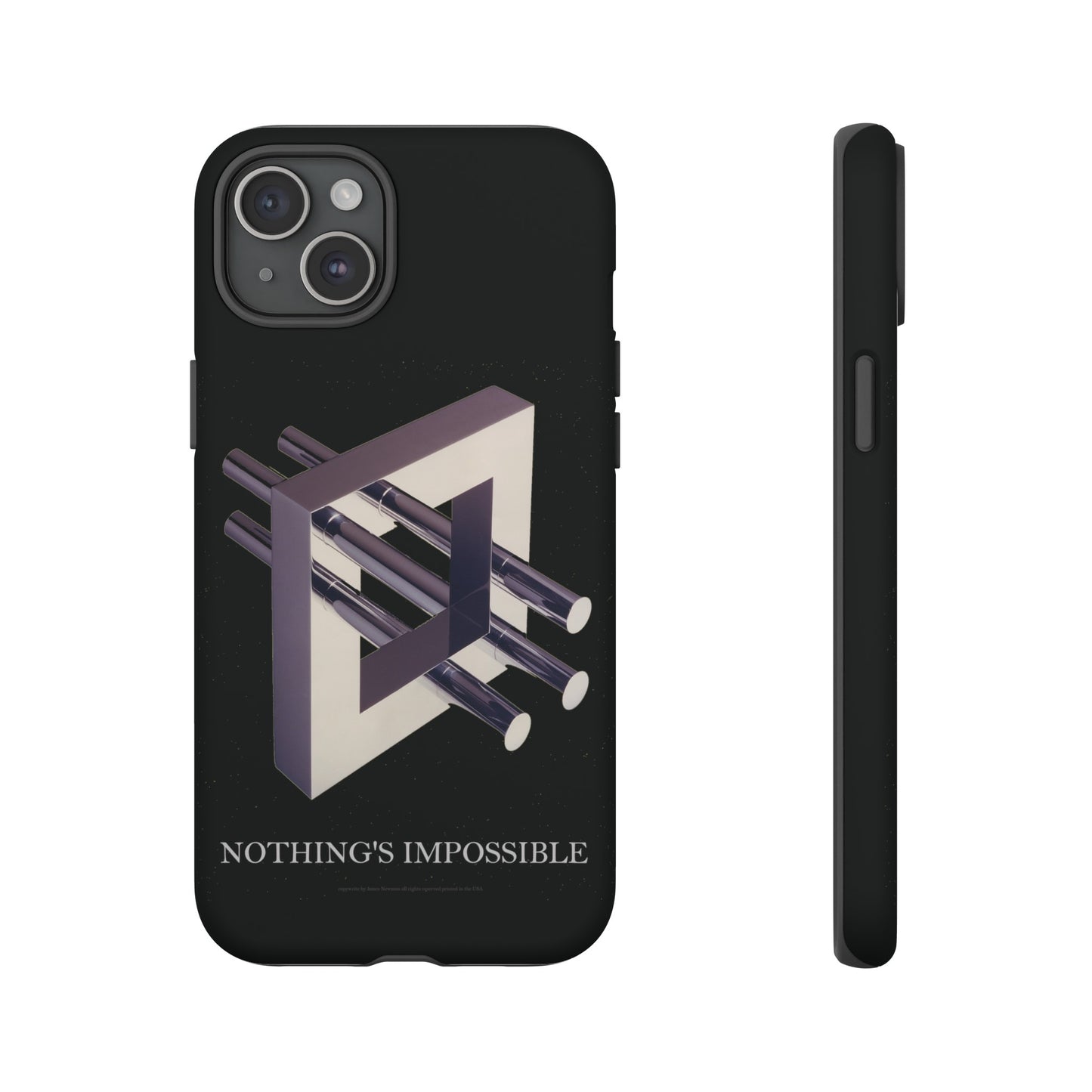 Phone Case with art inspired by MC Escher- "Nothings Impossible" Gift for computer, tech and lovers of optical illusions, surreal and abstract art