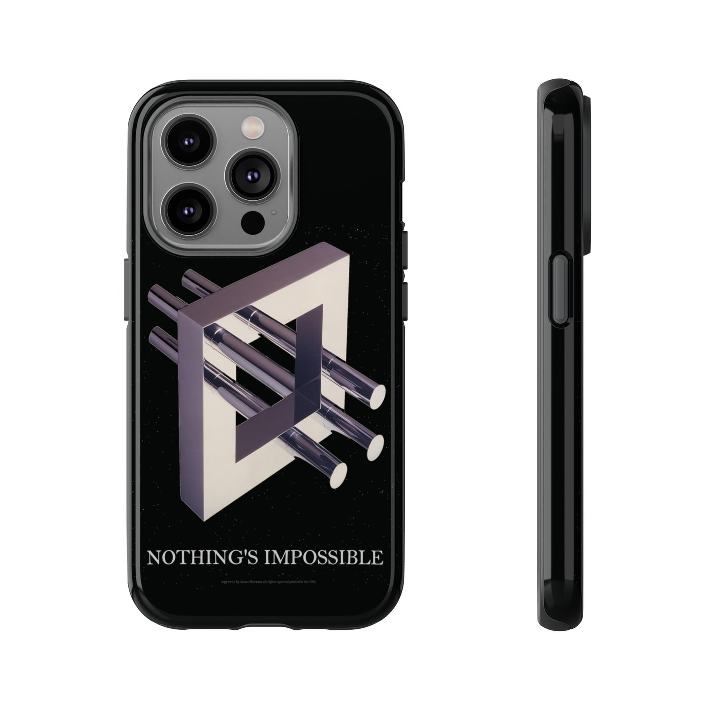 Phone Case with art inspired by MC Escher- "Nothings Impossible" Gift for computer, tech and lovers of optical illusions, surreal and abstract art