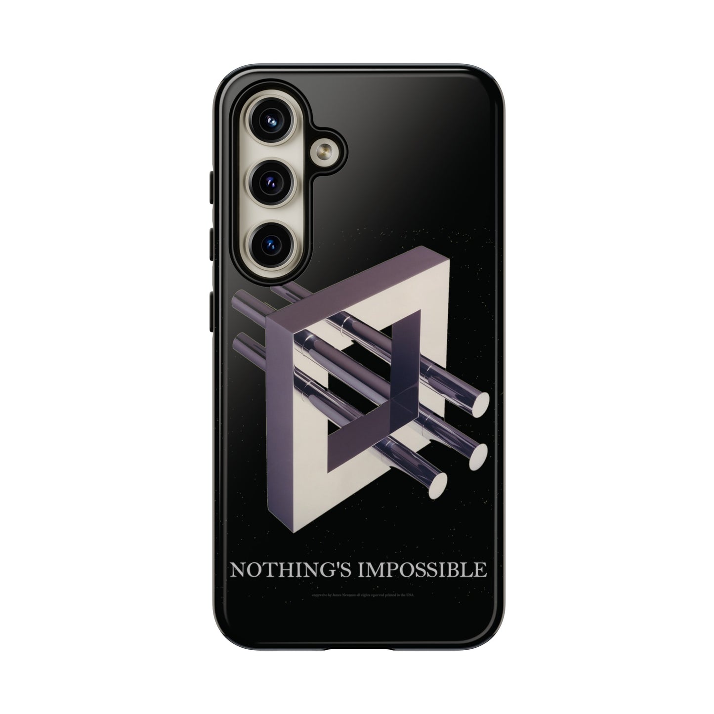Phone Case with art inspired by MC Escher- "Nothings Impossible" Gift for computer, tech and lovers of optical illusions, surreal and abstract art