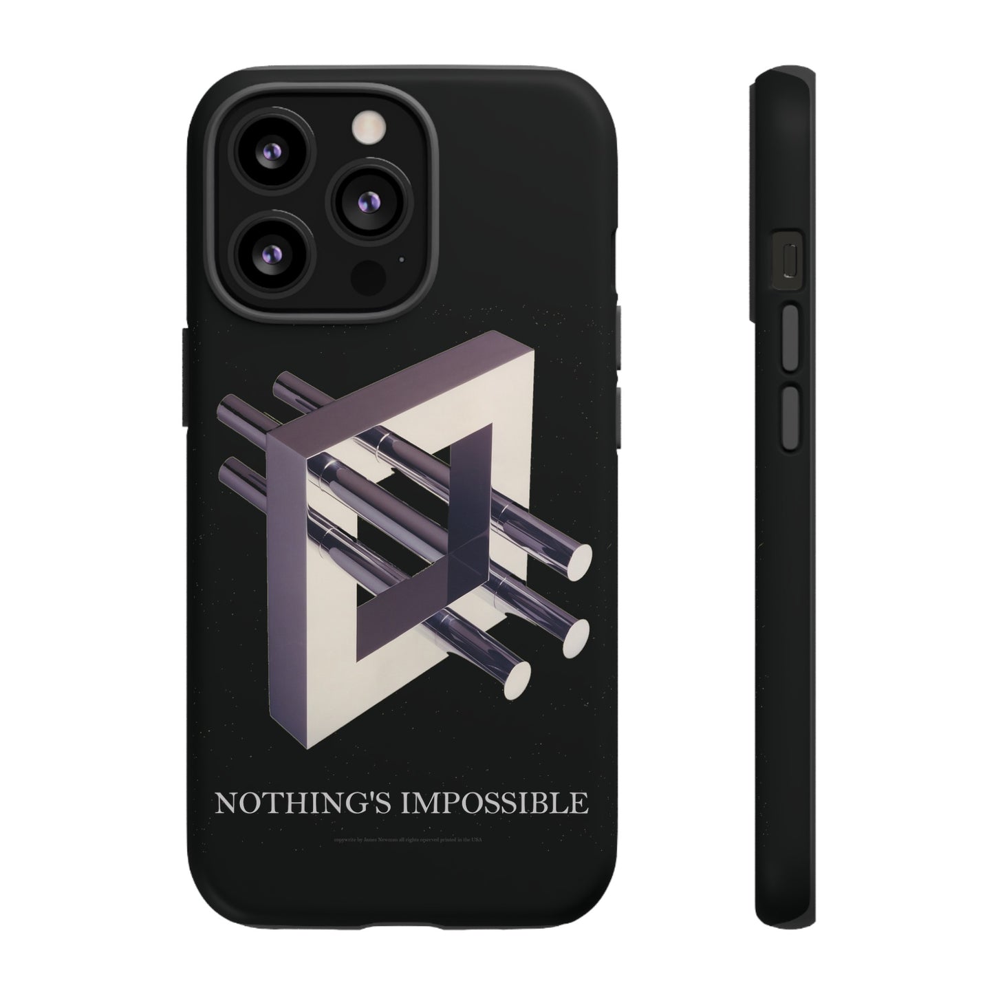 Phone Case with art inspired by MC Escher- "Nothings Impossible" Gift for computer, tech and lovers of optical illusions, surreal and abstract art