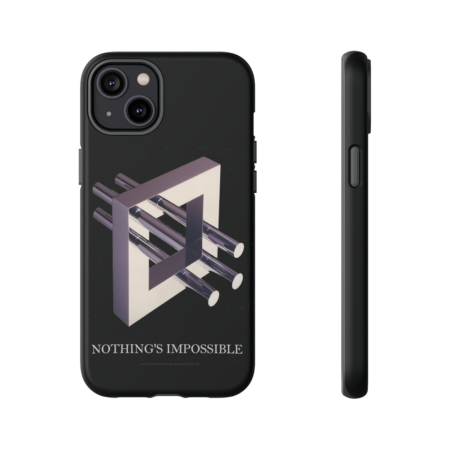 Phone Case with art inspired by MC Escher- "Nothings Impossible" Gift for computer, tech and lovers of optical illusions, surreal and abstract art