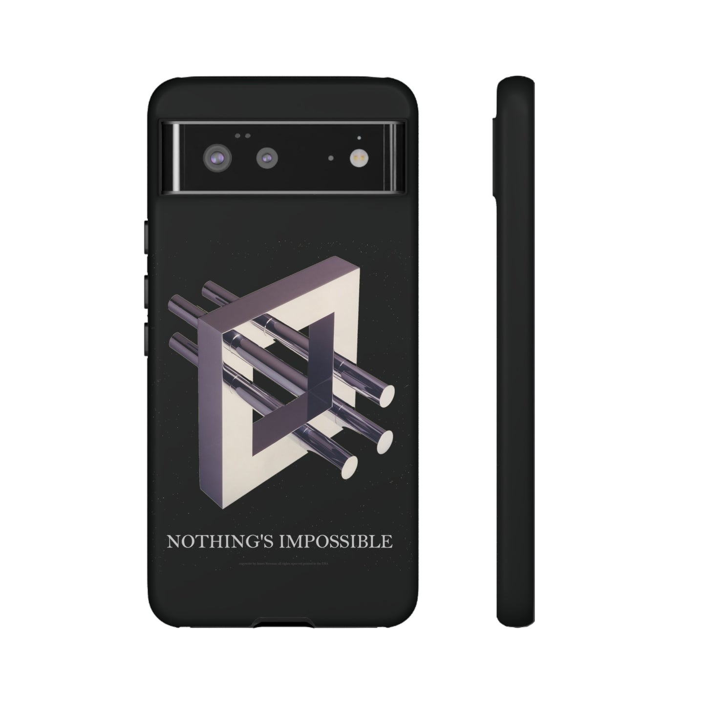 Phone Case with art inspired by MC Escher- "Nothings Impossible" Gift for computer, tech and lovers of optical illusions, surreal and abstract art