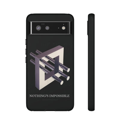 Phone Case with art inspired by MC Escher- "Nothings Impossible" Gift for computer, tech and lovers of optical illusions, surreal and abstract art