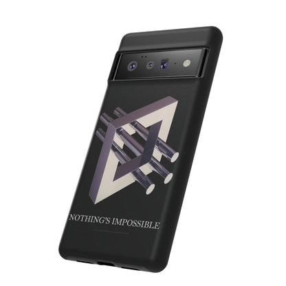 Phone Case with art inspired by MC Escher- "Nothings Impossible" Gift for computer, tech and lovers of optical illusions, surreal and abstract art