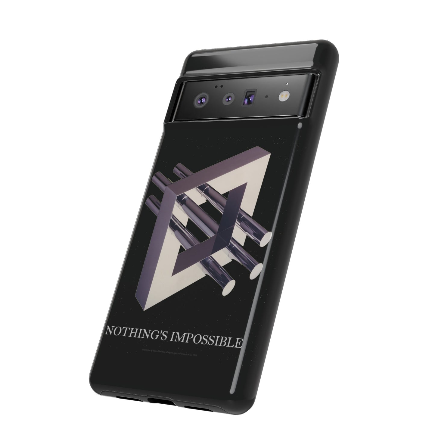 Phone Case with art inspired by MC Escher- "Nothings Impossible" Gift for computer, tech and lovers of optical illusions, surreal and abstract art