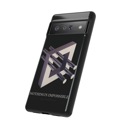 Phone Case with art inspired by MC Escher- "Nothings Impossible" Gift for computer, tech and lovers of optical illusions, surreal and abstract art