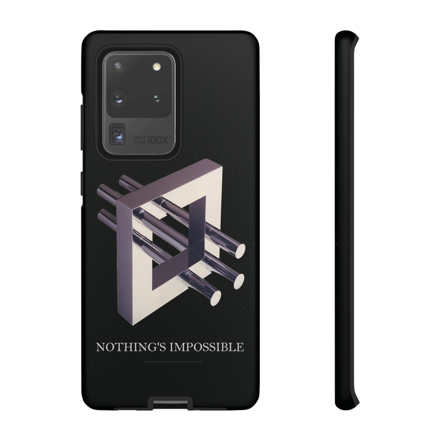Phone Case with art inspired by MC Escher- "Nothings Impossible" Gift for computer, tech and lovers of optical illusions, surreal and abstract art