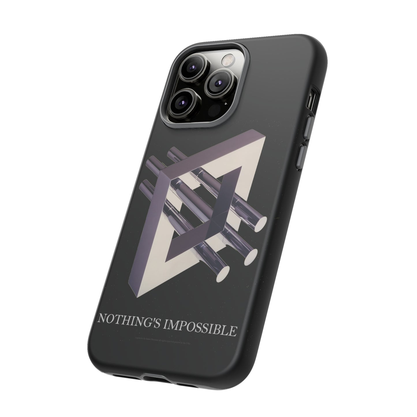 Phone Case with art inspired by MC Escher- "Nothings Impossible" Gift for computer, tech and lovers of optical illusions, surreal and abstract art