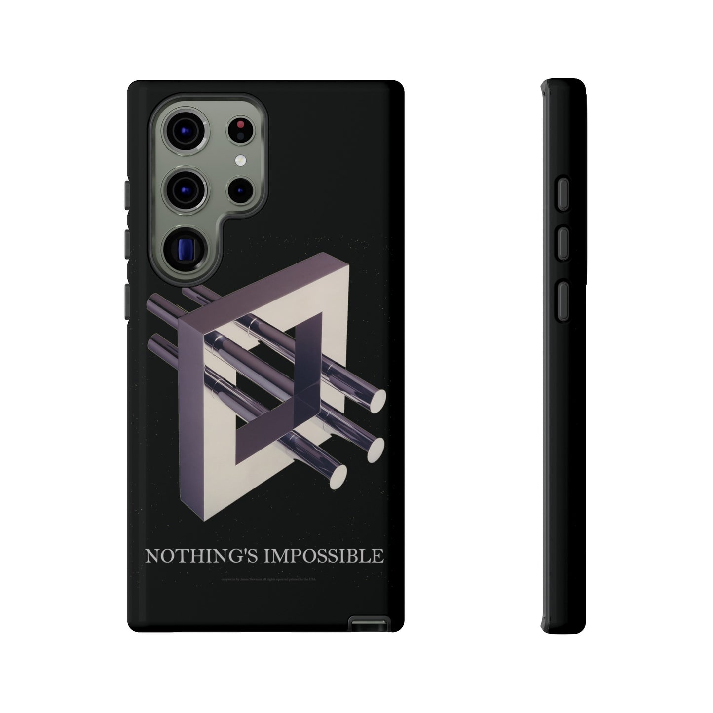 Phone Case with art inspired by MC Escher- "Nothings Impossible" Gift for computer, tech and lovers of optical illusions, surreal and abstract art