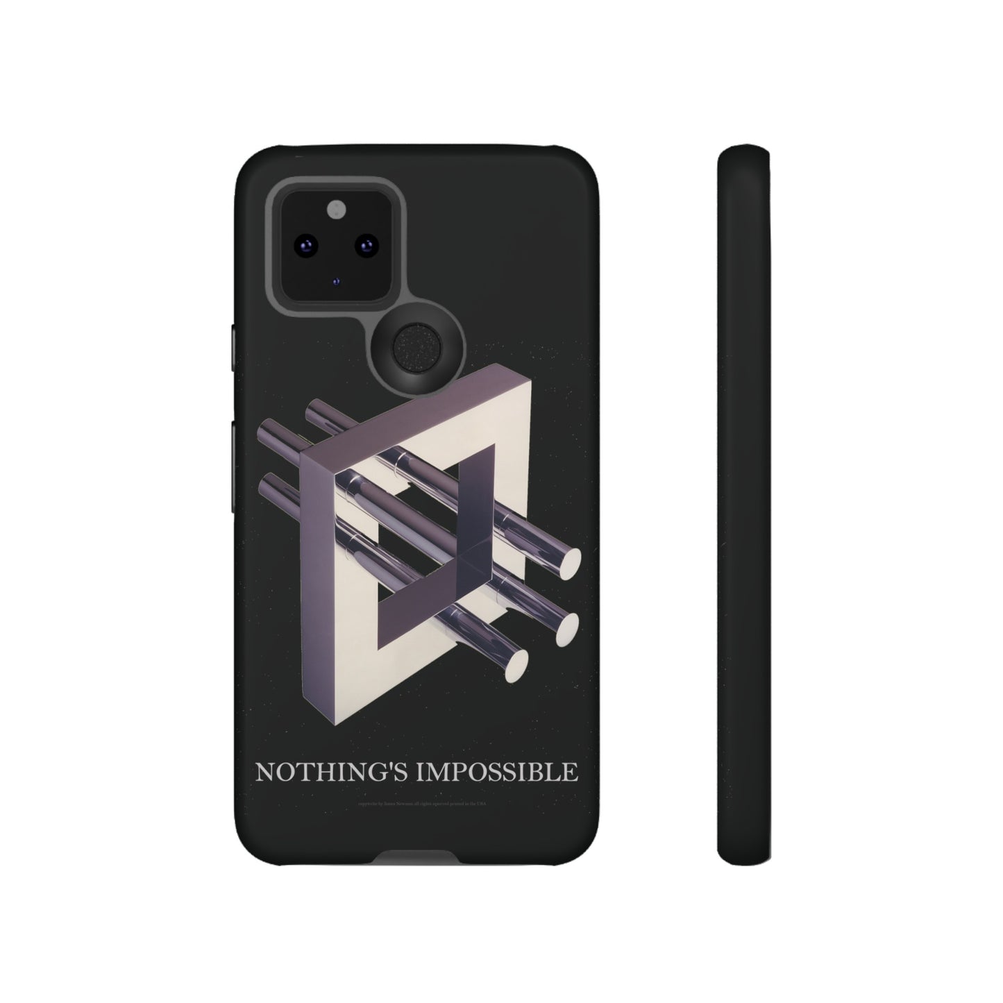 Phone Case with art inspired by MC Escher- "Nothings Impossible" Gift for computer, tech and lovers of optical illusions, surreal and abstract art
