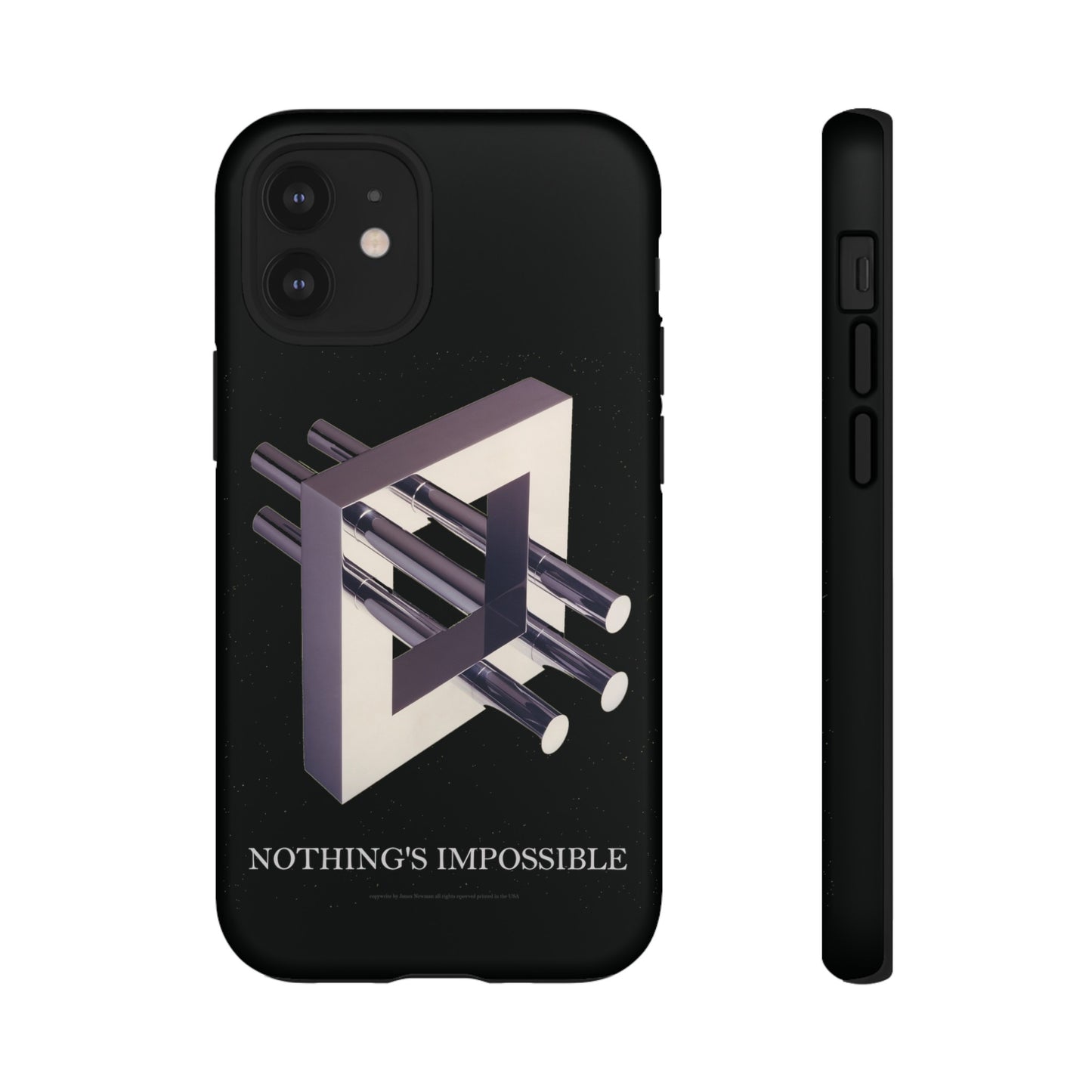 Phone Case with art inspired by MC Escher- "Nothings Impossible" Gift for computer, tech and lovers of optical illusions, surreal and abstract art