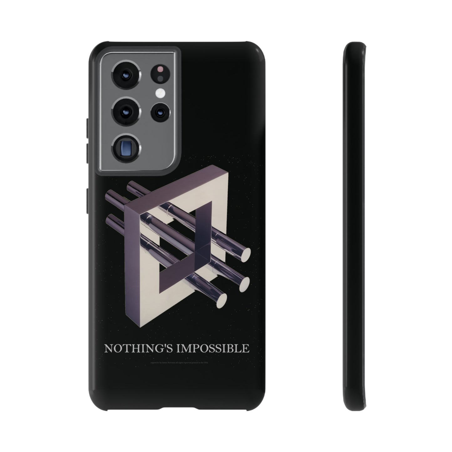 Phone Case with art inspired by MC Escher- "Nothings Impossible" Gift for computer, tech and lovers of optical illusions, surreal and abstract art
