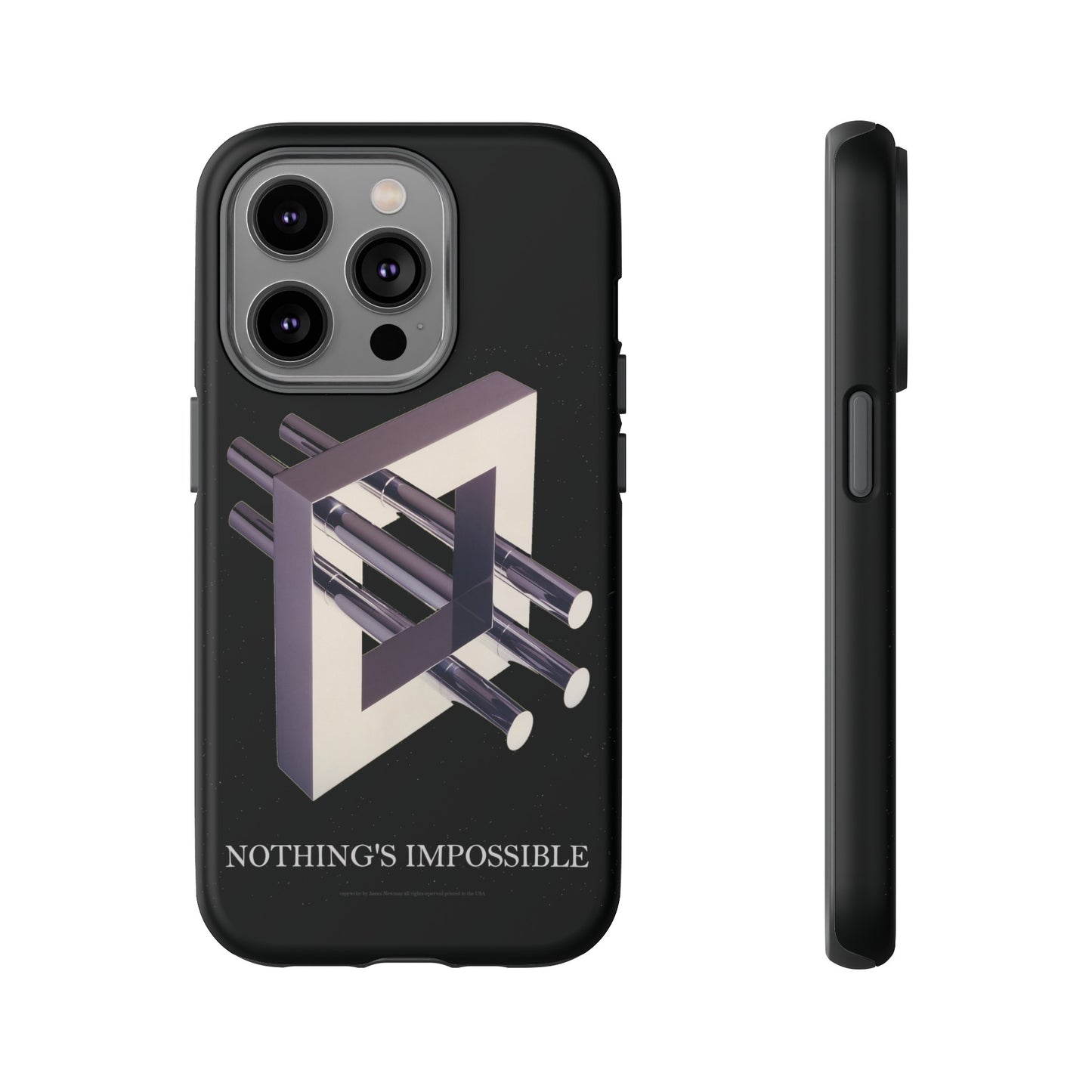 Phone Case with art inspired by MC Escher- "Nothings Impossible" Gift for computer, tech and lovers of optical illusions, surreal and abstract art