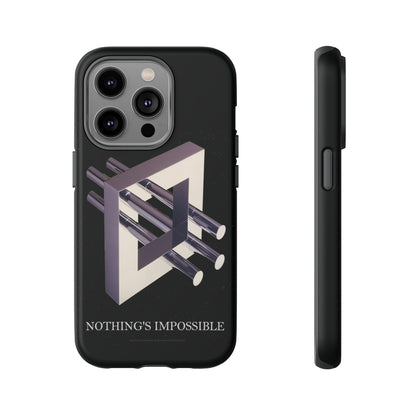 Phone Case with art inspired by MC Escher- "Nothings Impossible" Gift for computer, tech and lovers of optical illusions, surreal and abstract art