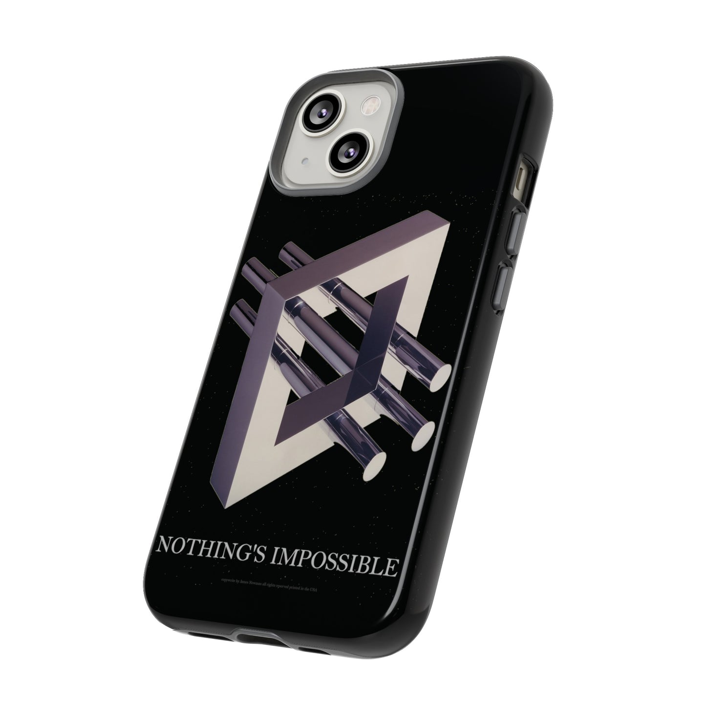 Phone Case with art inspired by MC Escher- "Nothings Impossible" Gift for computer, tech and lovers of optical illusions, surreal and abstract art