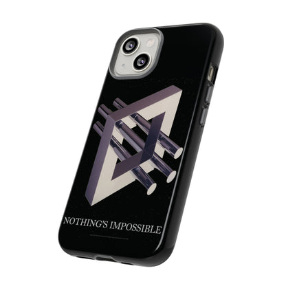 Phone Case with art inspired by MC Escher- "Nothings Impossible" Gift for computer, tech and lovers of optical illusions, surreal and abstract art