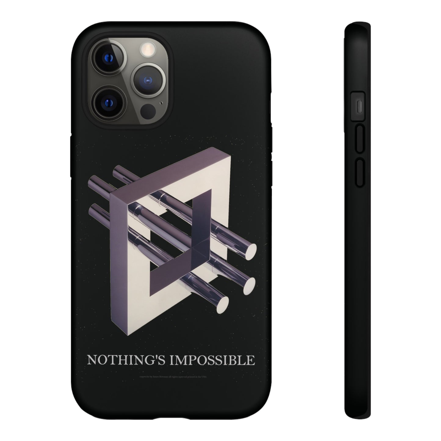 Phone Case with art inspired by MC Escher- "Nothings Impossible" Gift for computer, tech and lovers of optical illusions, surreal and abstract art