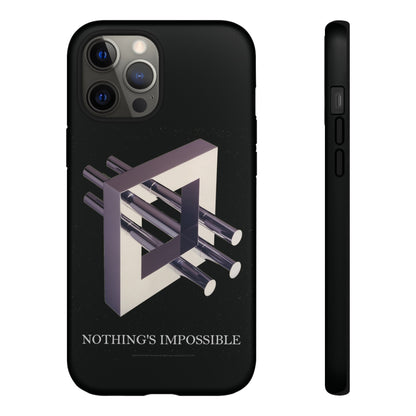 Phone Case with art inspired by MC Escher- "Nothings Impossible" Gift for computer, tech and lovers of optical illusions, surreal and abstract art