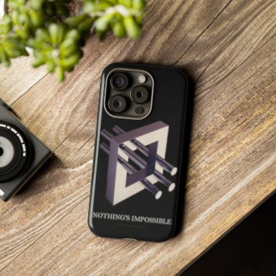 Phone Case with art inspired by MC Escher- "Nothings Impossible" Gift for computer, tech and lovers of optical illusions, surreal and abstract art
