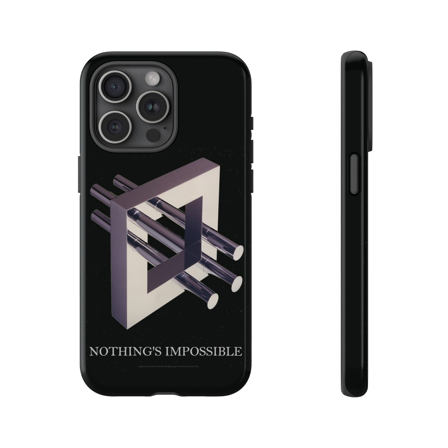 Phone Case with art inspired by MC Escher- "Nothings Impossible" Gift for computer, tech and lovers of optical illusions, surreal and abstract art