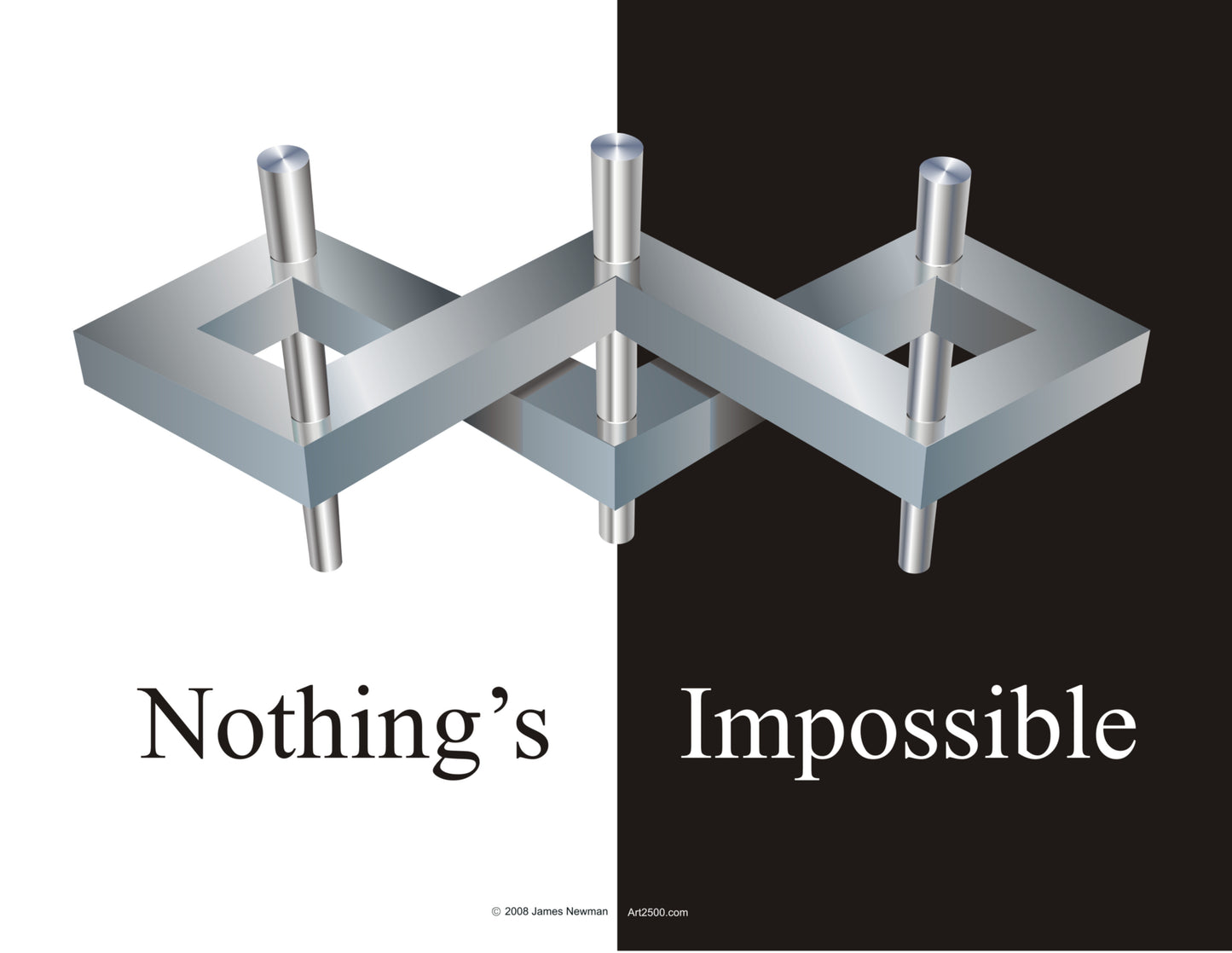 Desk Matt with art inspired by MC Escher "Nothings Impossible" - perfect gift for lovers of optical illusions. technology and mind bending 3D images