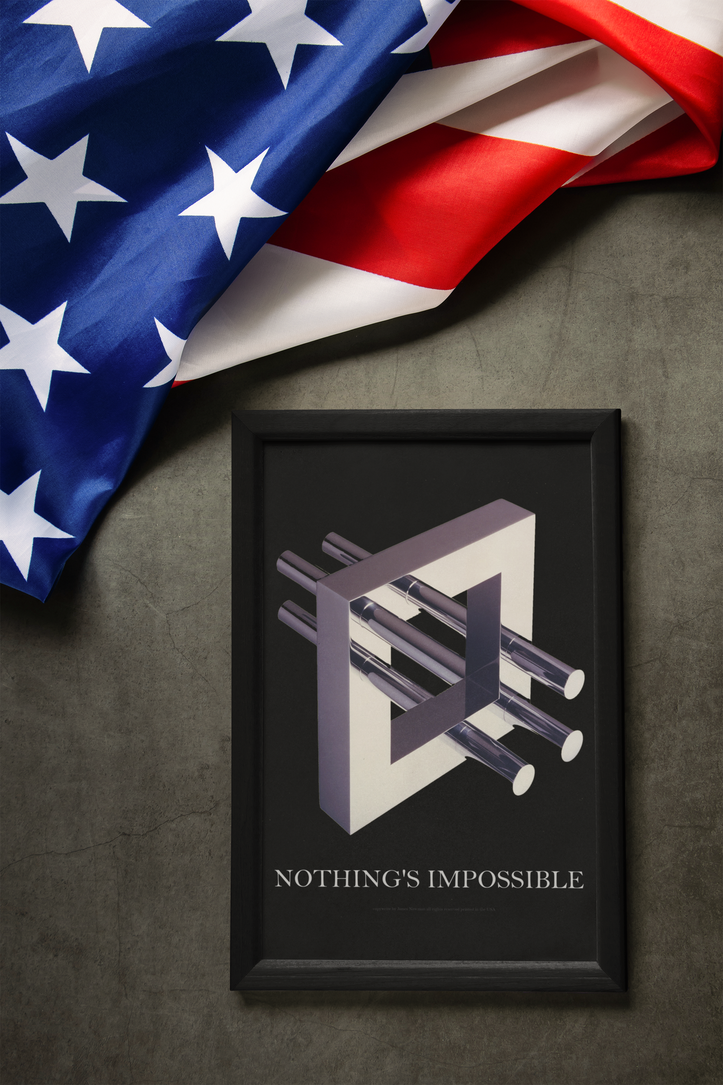 Canvas Wrap with Optical Illusion Art "Nothings Impossible" Gift for reverse perspective, abtract, surrealistic and MC Escher inspired art