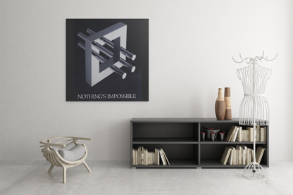 Canvas Wrap with Optical Illusion Art "Nothings Impossible" Gift for reverse perspective, abtract, surrealistic and MC Escher inspired art