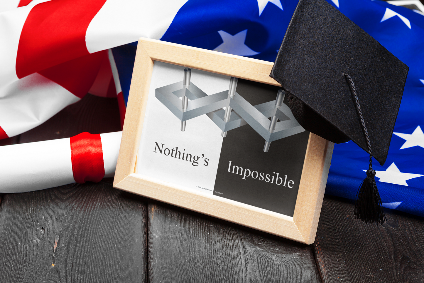 Canvas Wrap with inspired art by MC Escher- "Nothings Impossible" Give them mind bending gifts that stretch their reality with 3D optical illusions