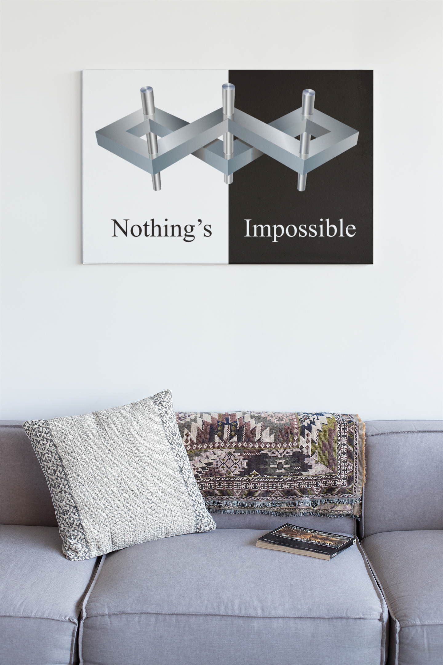 Canvas Wrap with inspired art by MC Escher- "Nothings Impossible" Give them mind bending gifts that stretch their reality with 3D optical illusions
