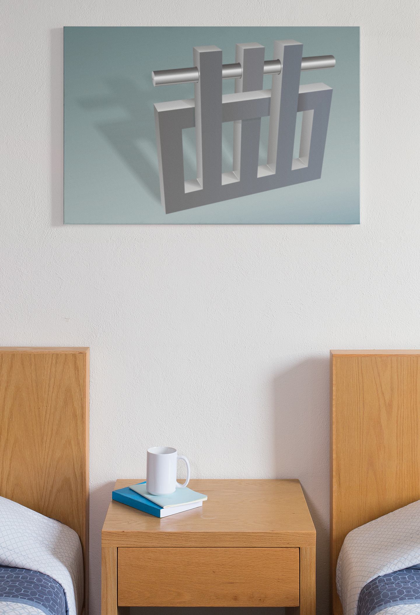 Canvas Wrap with art inpired by MC Escher - "Nothings Impossible Silver"mind bending gifts that stretch their reality with 3D optical illusions
