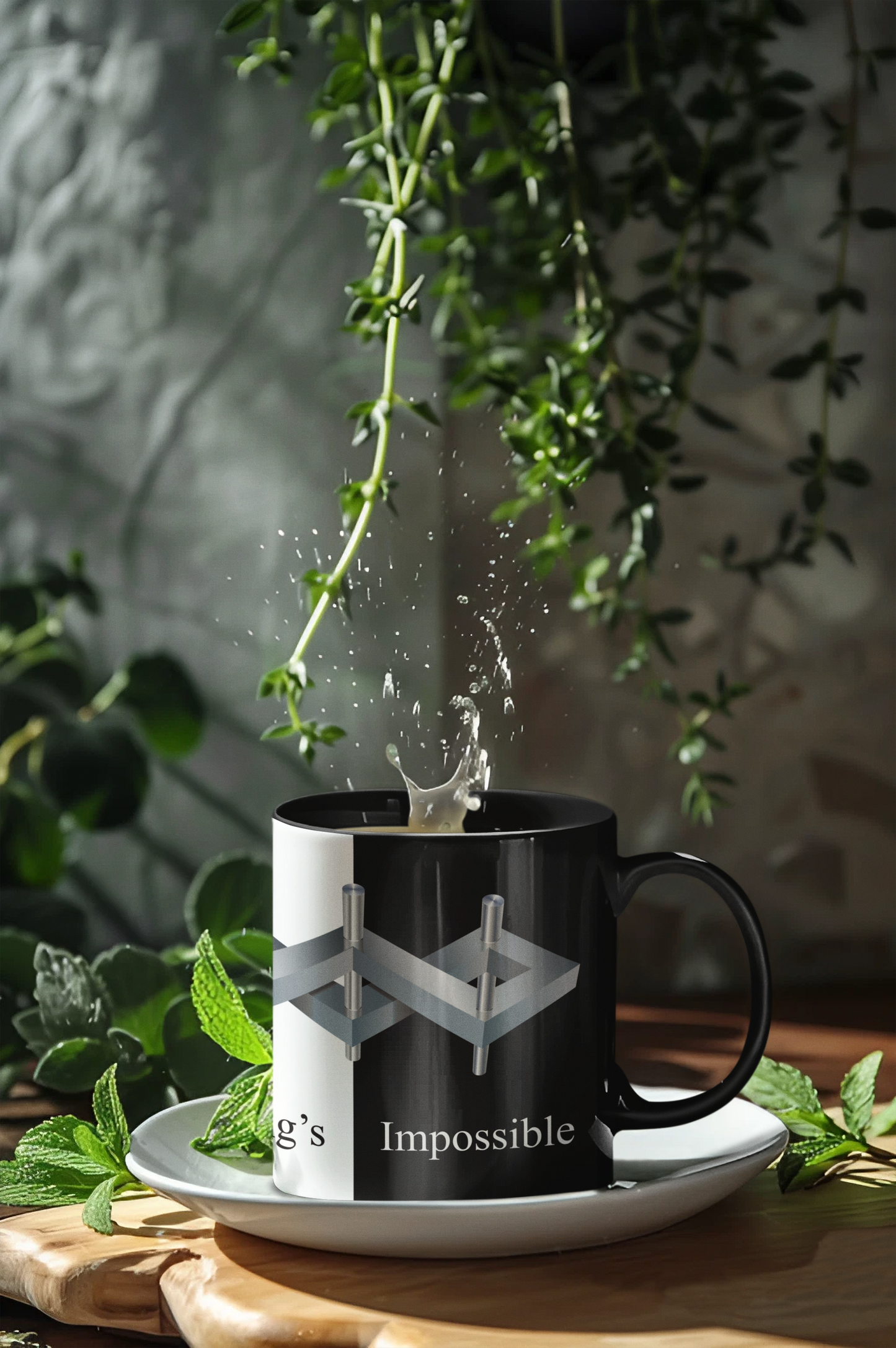 Coffee Mug Black And White Optical Illusion Accent (11, 15oz)