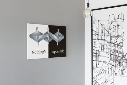 Canvas Wrap with inspired art by MC Escher- "Nothings Impossible" Give them mind bending gifts that stretch their reality with 3D optical illusions
