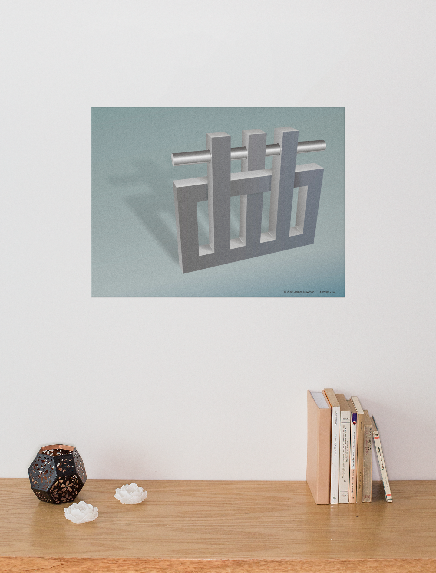 Canvas Wrap with art inpired by MC Escher - "Nothings Impossible Silver"mind bending gifts that stretch their reality with 3D optical illusions
